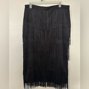 Aomei Women’s Black High Waist Fringe Tiered Pencil Skirt Size 2XL (NWT)